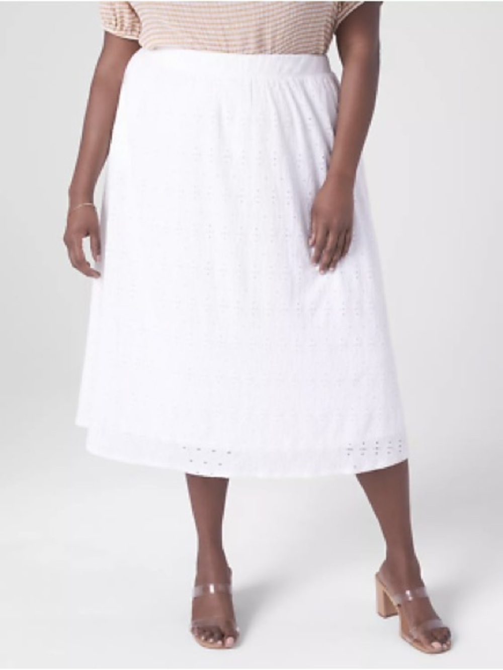 Lane Bryant White Eyelet Midi Skirt